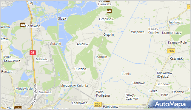 mapa Izabelin gmina Kramsk, Izabelin gmina Kramsk na mapie Targeo