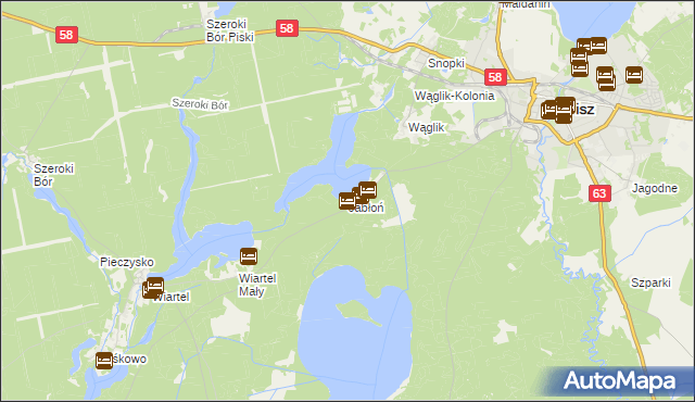 mapa Jabłoń gmina Pisz, Jabłoń gmina Pisz na mapie Targeo