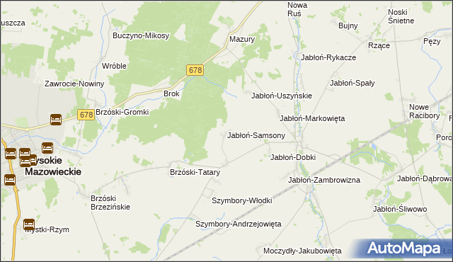 mapa Jabłoń-Samsony, Jabłoń-Samsony na mapie Targeo