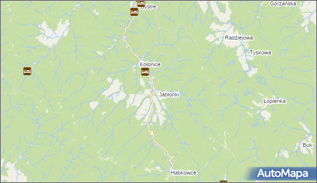 mapa Jabłonki gmina Baligród, Jabłonki gmina Baligród na mapie Targeo