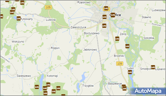 mapa Jabłonowo gmina Gryfice, Jabłonowo gmina Gryfice na mapie Targeo