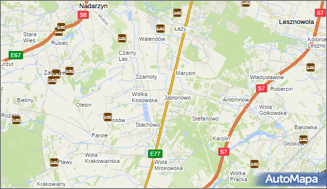 mapa Jabłonowo gmina Lesznowola, Jabłonowo gmina Lesznowola na mapie Targeo