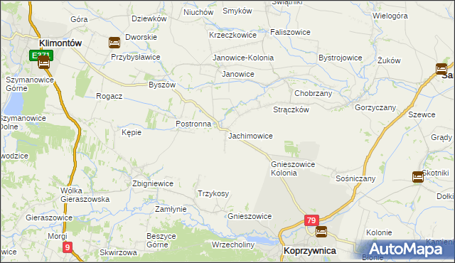 mapa Jachimowice, Jachimowice na mapie Targeo