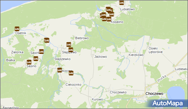 mapa Jackowo gmina Choczewo, Jackowo gmina Choczewo na mapie Targeo