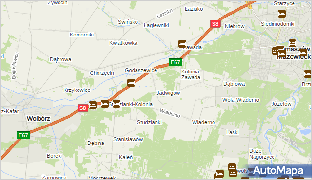 mapa Jadwigów gmina Tomaszów Mazowiecki, Jadwigów gmina Tomaszów Mazowiecki na mapie Targeo