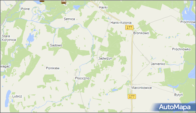 mapa Jadwiżyn gmina Mirosławiec, Jadwiżyn gmina Mirosławiec na mapie Targeo