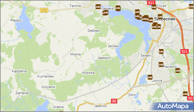 mapa Jadwiżyn gmina Szczecinek, Jadwiżyn gmina Szczecinek na mapie Targeo