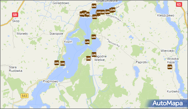 mapa Jagodne Wielkie, Jagodne Wielkie na mapie Targeo