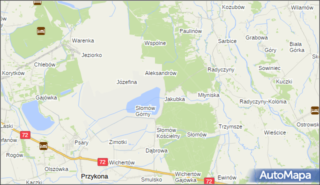 mapa Jakubka, Jakubka na mapie Targeo