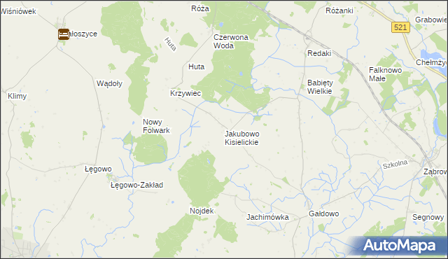 mapa Jakubowo Kisielickie, Jakubowo Kisielickie na mapie Targeo