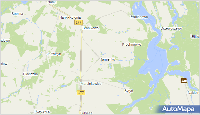 mapa Jamienko, Jamienko na mapie Targeo