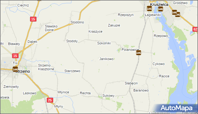 mapa Janikowo gmina Kruszwica, Janikowo gmina Kruszwica na mapie Targeo