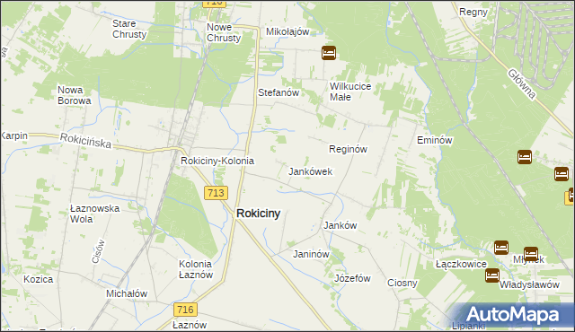 mapa Jankówek gmina Rokiciny, Jankówek gmina Rokiciny na mapie Targeo