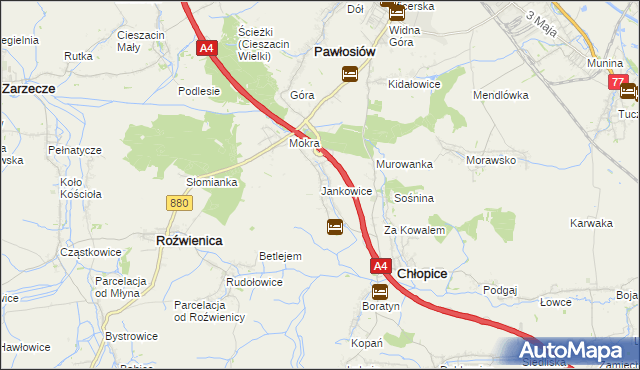 mapa Jankowice gmina Chłopice, Jankowice gmina Chłopice na mapie Targeo