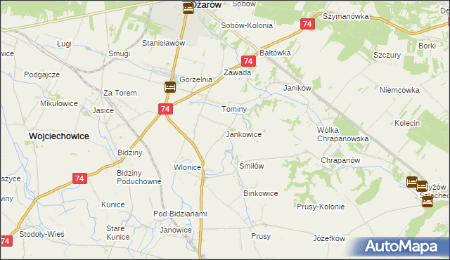 mapa Jankowice gmina Ożarów, Jankowice gmina Ożarów na mapie Targeo