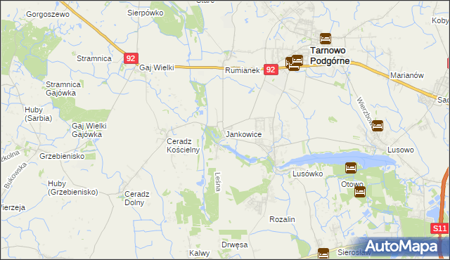 mapa Jankowice gmina Tarnowo Podgórne, Jankowice gmina Tarnowo Podgórne na mapie Targeo