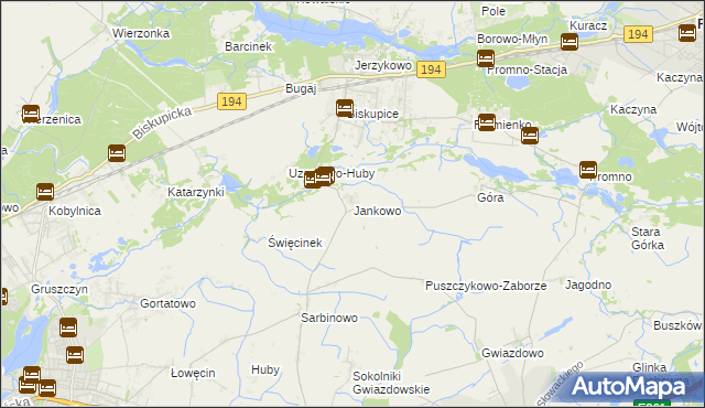 mapa Jankowo gmina Pobiedziska, Jankowo gmina Pobiedziska na mapie Targeo