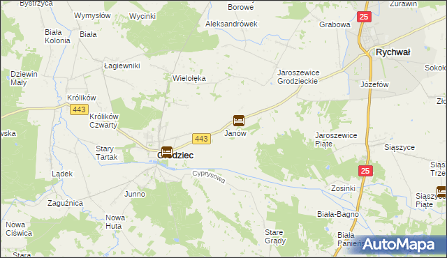 mapa Janów gmina Grodziec, Janów gmina Grodziec na mapie Targeo