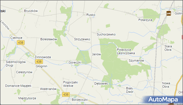mapa Janów gmina Jaraczewo, Janów gmina Jaraczewo na mapie Targeo