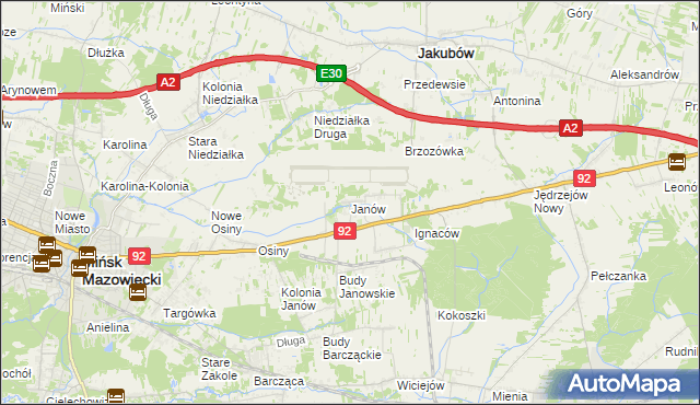 mapa Janów gmina Mińsk Mazowiecki, Janów gmina Mińsk Mazowiecki na mapie Targeo