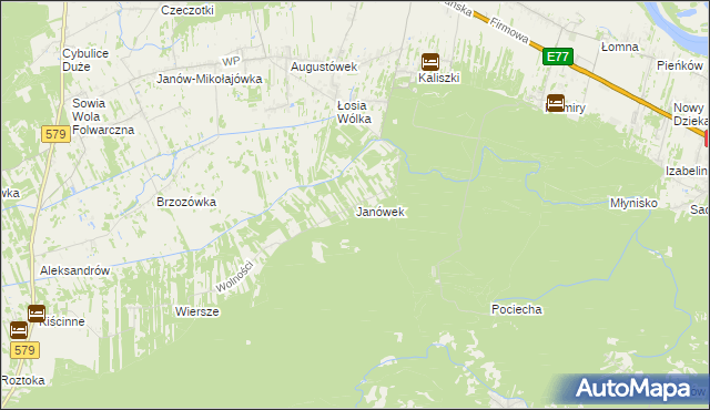 mapa Janówek gmina Czosnów, Janówek gmina Czosnów na mapie Targeo