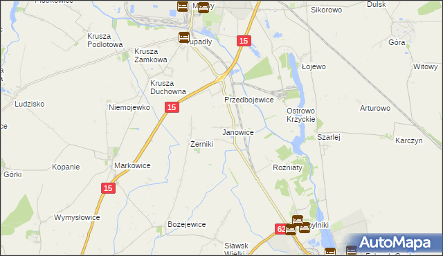 mapa Janowice gmina Kruszwica, Janowice gmina Kruszwica na mapie Targeo