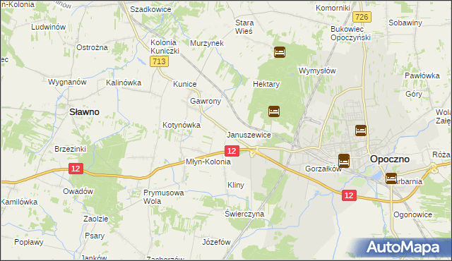 mapa Januszewice gmina Opoczno, Januszewice gmina Opoczno na mapie Targeo