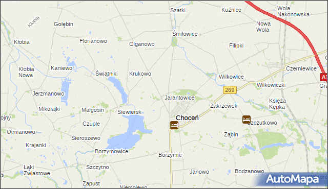 mapa Jarantowice gmina Choceń, Jarantowice gmina Choceń na mapie Targeo