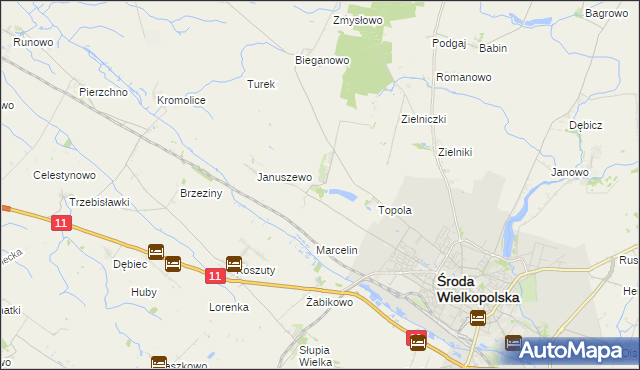mapa Jarosławiec gmina Środa Wielkopolska, Jarosławiec gmina Środa Wielkopolska na mapie Targeo