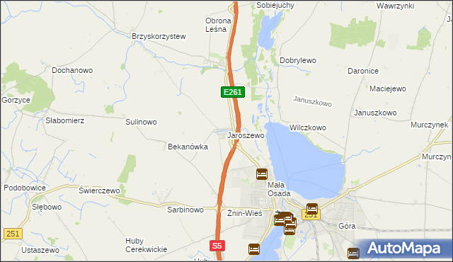 mapa Jaroszewo gmina Żnin, Jaroszewo gmina Żnin na mapie Targeo