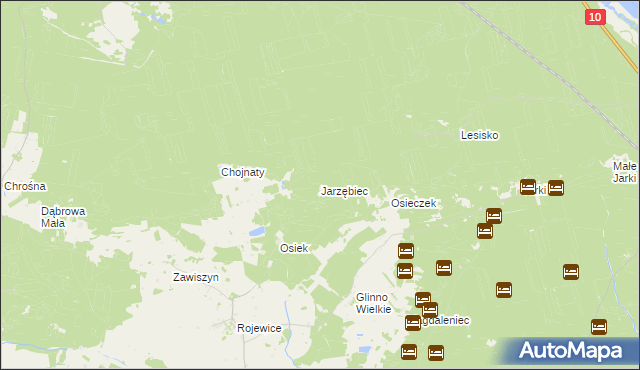 mapa Jarzębiec gmina Solec Kujawski, Jarzębiec gmina Solec Kujawski na mapie Targeo