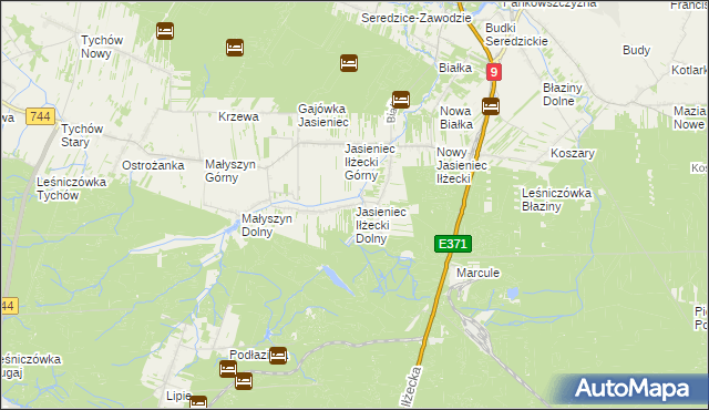 mapa Jasieniec Iłżecki Dolny, Jasieniec Iłżecki Dolny na mapie Targeo