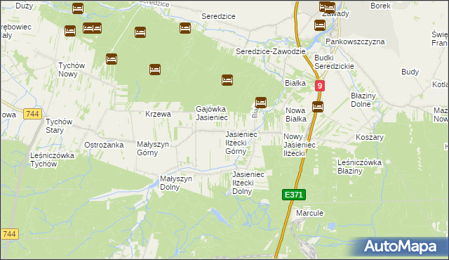 mapa Jasieniec Iłżecki Górny, Jasieniec Iłżecki Górny na mapie Targeo