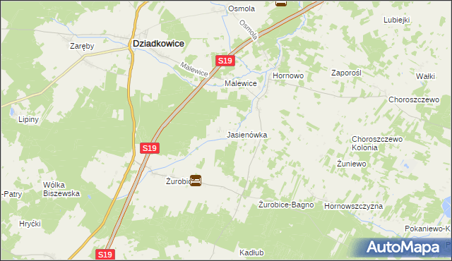 mapa Jasienówka, Jasienówka na mapie Targeo