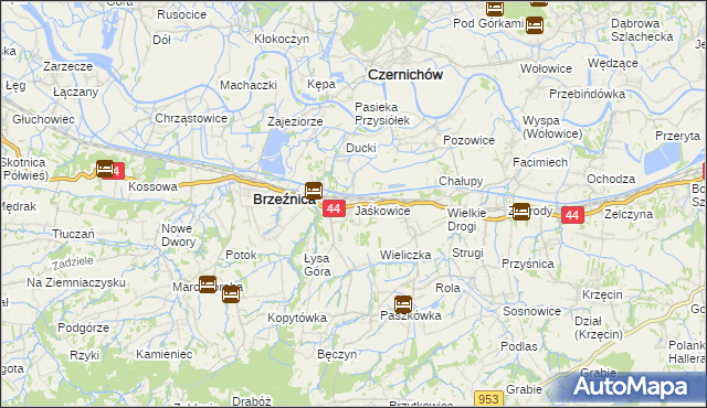 mapa Jaśkowice gmina Skawina, Jaśkowice gmina Skawina na mapie Targeo