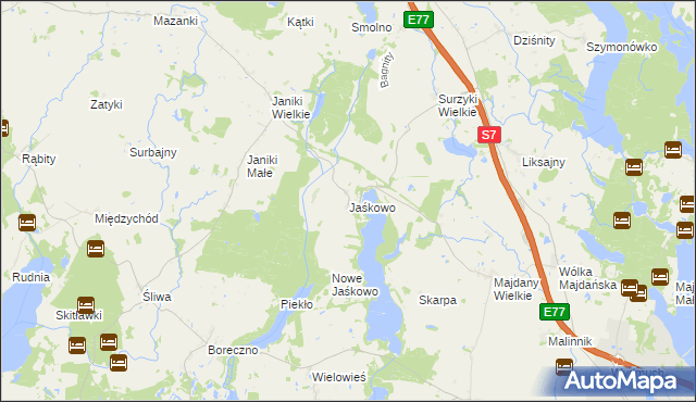 mapa Jaśkowo gmina Zalewo, Jaśkowo gmina Zalewo na mapie Targeo