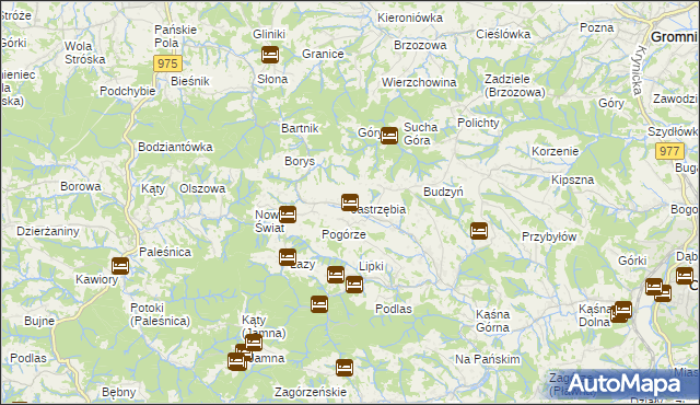 mapa Jastrzębia gmina Ciężkowice, Jastrzębia gmina Ciężkowice na mapie Targeo