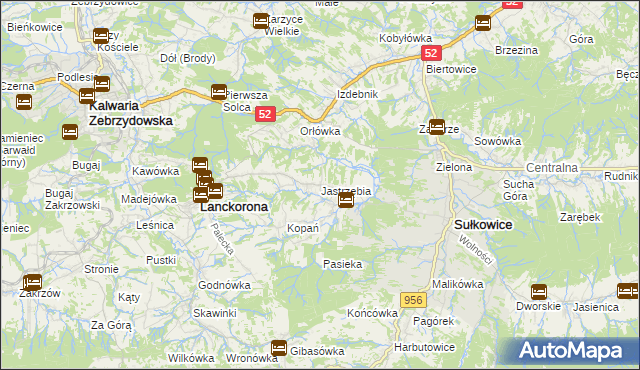 mapa Jastrzębia gmina Lanckorona, Jastrzębia gmina Lanckorona na mapie Targeo