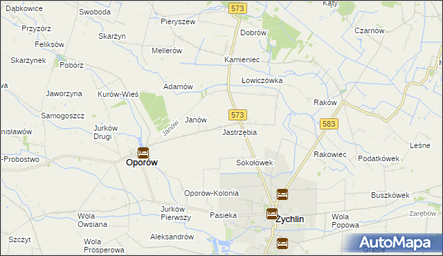 mapa Jastrzębia gmina Oporów, Jastrzębia gmina Oporów na mapie Targeo