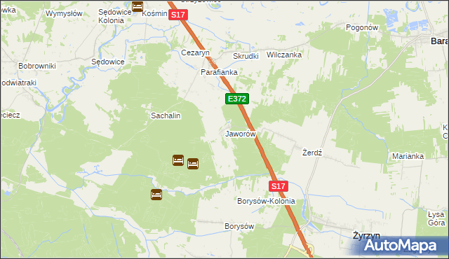 mapa Jaworów gmina Żyrzyn, Jaworów gmina Żyrzyn na mapie Targeo