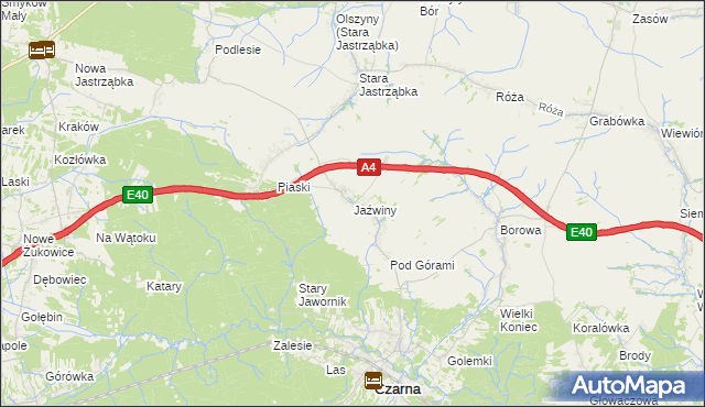 mapa Jaźwiny gmina Czarna, Jaźwiny gmina Czarna na mapie Targeo