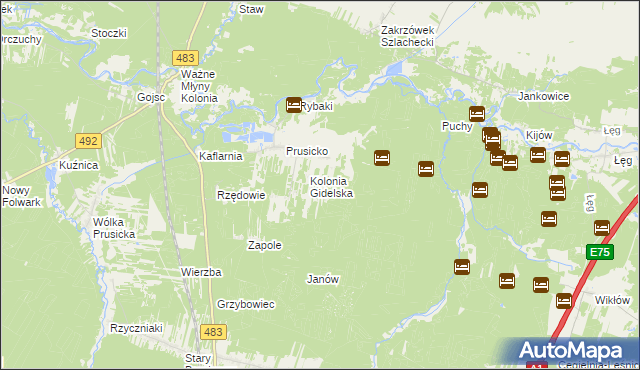 mapa Jedle gmina Nowa Brzeźnica, Jedle gmina Nowa Brzeźnica na mapie Targeo