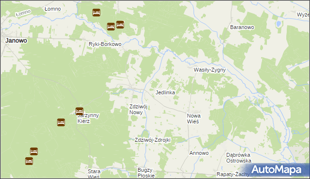 mapa Jedlinka gmina Chorzele, Jedlinka gmina Chorzele na mapie Targeo