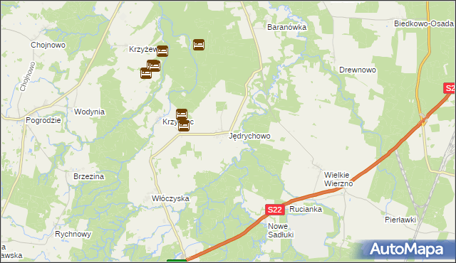 mapa Jędrychowo gmina Frombork, Jędrychowo gmina Frombork na mapie Targeo