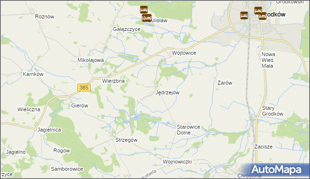 mapa Jędrzejów gmina Grodków, Jędrzejów gmina Grodków na mapie Targeo