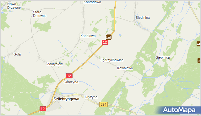 mapa Jędrzychowice gmina Szlichtyngowa, Jędrzychowice gmina Szlichtyngowa na mapie Targeo