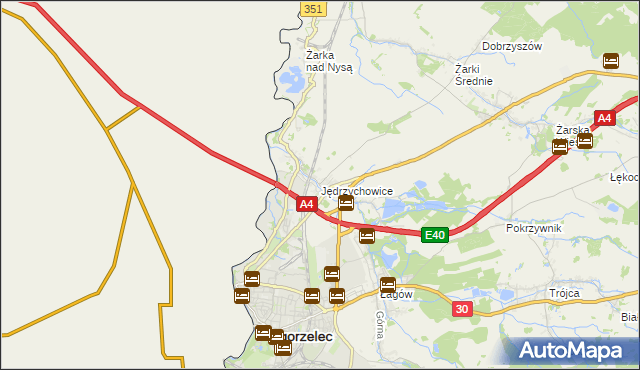 mapa Jędrzychowice gmina Zgorzelec, Jędrzychowice gmina Zgorzelec na mapie Targeo