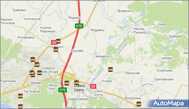 mapa Jedwabno gmina Lubicz, Jedwabno gmina Lubicz na mapie Targeo