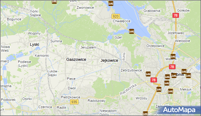 mapa Jejkowice, Jejkowice na mapie Targeo