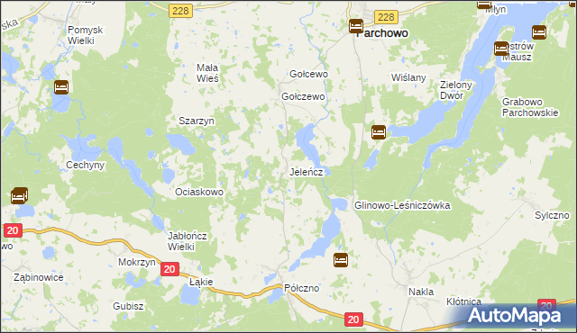 mapa Jeleńcz gmina Parchowo, Jeleńcz gmina Parchowo na mapie Targeo